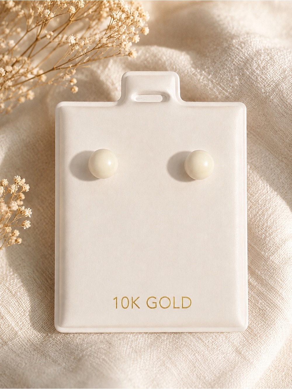 10k solid white gold quartzite stud earrings